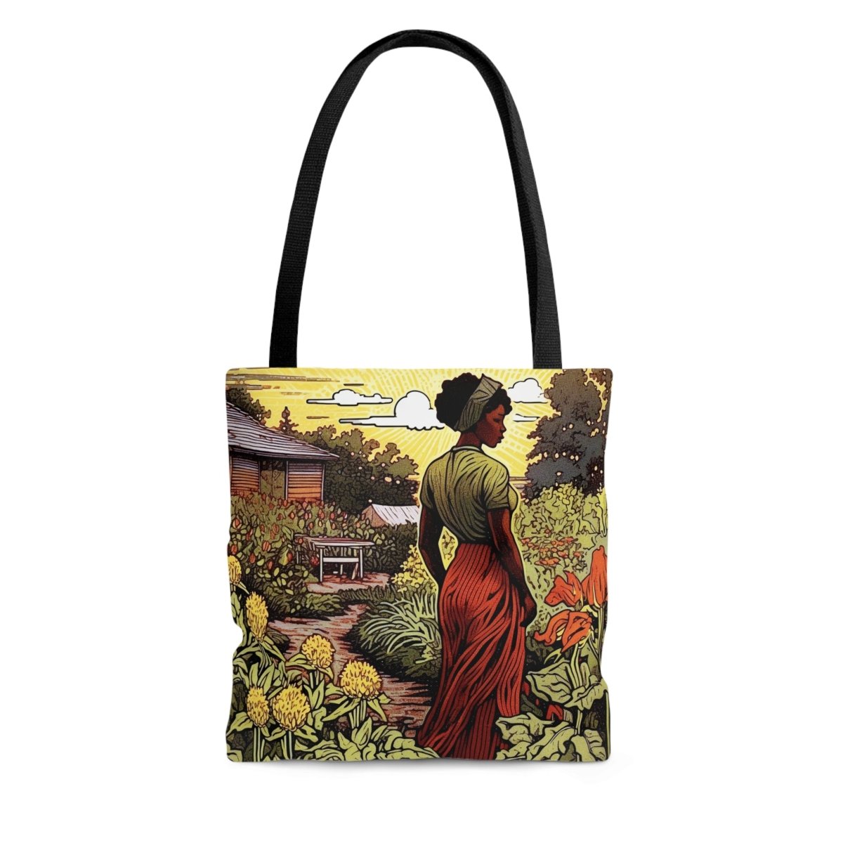Woman in Garden Tote Bag - Afrocentric Art by The Trini Gee