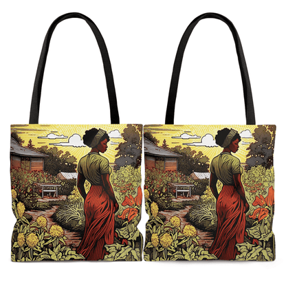 Woman in Garden Tote Bag - Afrocentric Art by The Trini Gee