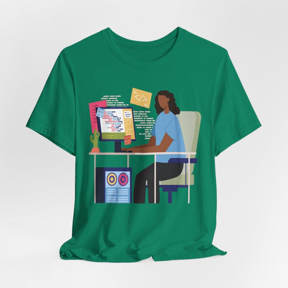 Woman in Tech Shirt - Afrocentric Art by The Trini Gee