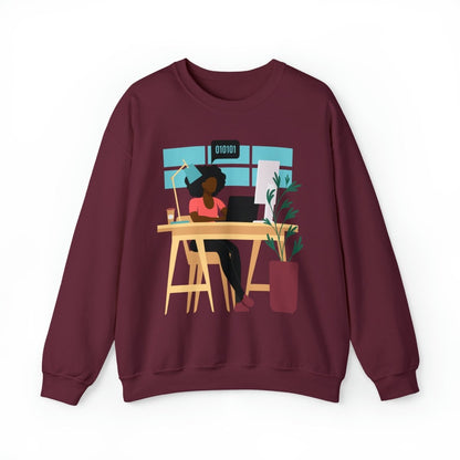 Woman in Tech Sweatshirt - Afrocentric Art by The Trini Gee