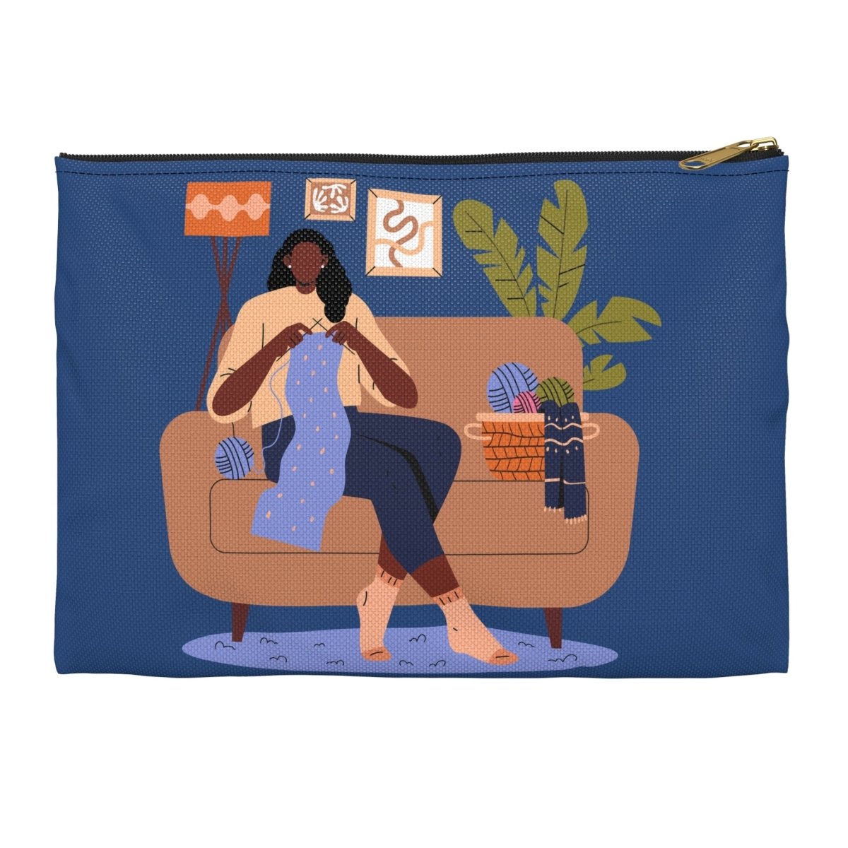 Woman Knitting Pouch - Afrocentric Art by The Trini Gee