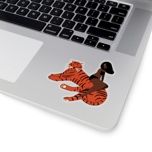 Woman on Tiger Sticker - The Trini Gee
