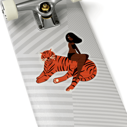 Woman on Tiger Sticker - The Trini Gee