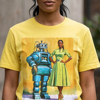Woman with Bot T-Shirt - Afrocentric Art by The Trini Gee
