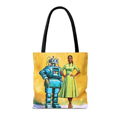Woman with Bot Tote Bag - Afrocentric Art by The Trini Gee