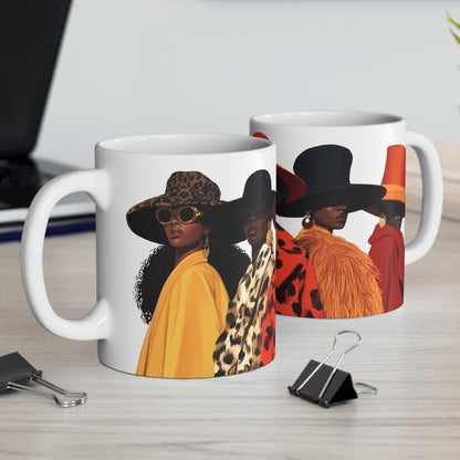 Women in Winter Coats Mug - Afrocentric Art by The Trini Gee