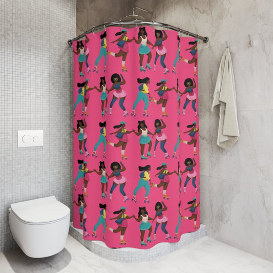 Women Skate Shower Curtain - Afrocentric Art by The Trini Gee