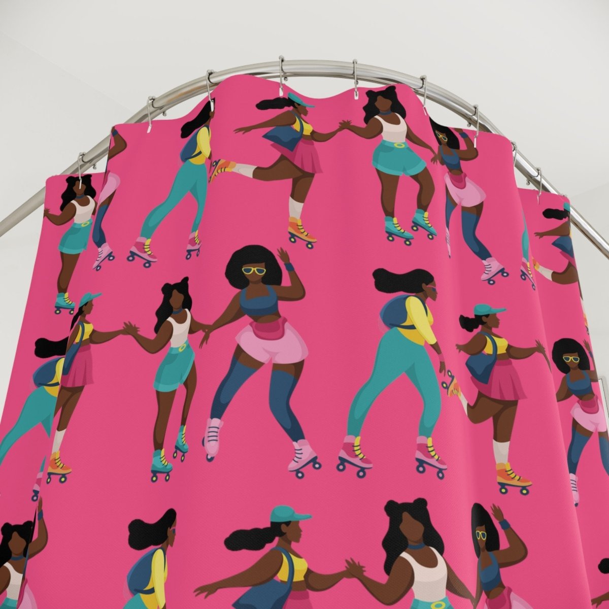 Women Skate Shower Curtain - Afrocentric Art by The Trini Gee