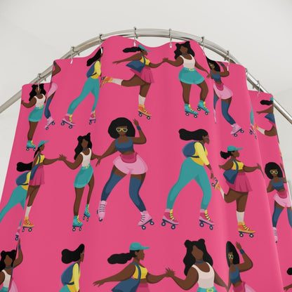 Women Skate Shower Curtain - Afrocentric Art by The Trini Gee