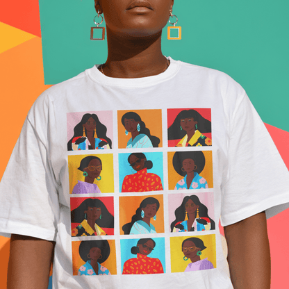 Women Squares T-Shirt - Afrocentric Art by The Trini Gee