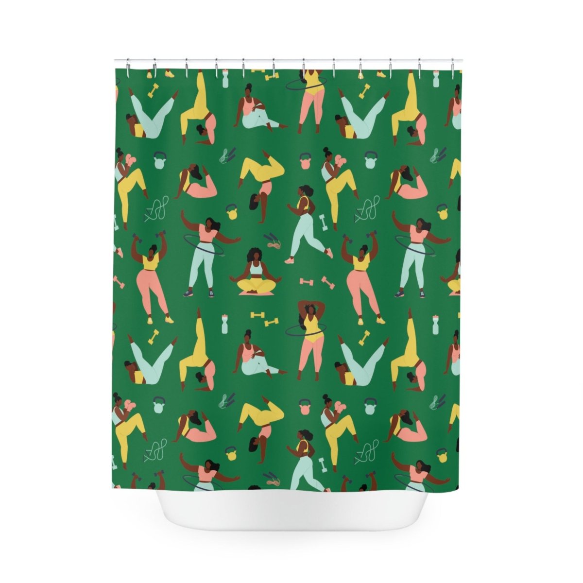 Workout Women Shower Curtain - Afrocentric Art by The Trini Gee