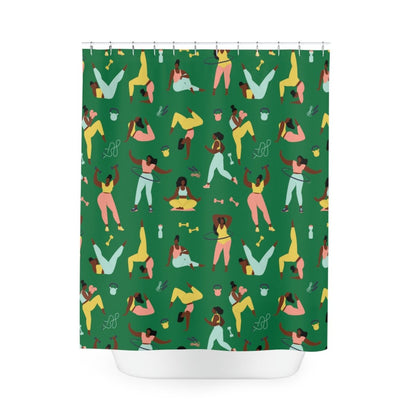 Workout Women Shower Curtain - Afrocentric Art by The Trini Gee