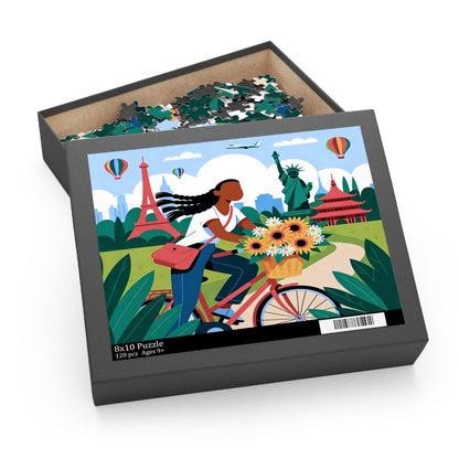 World Bicycle Ride Puzzle - Afrocentric Art by The Trini Gee