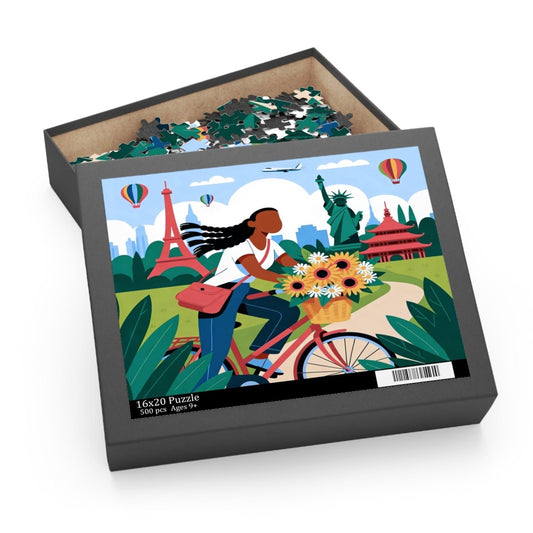 World Bicycle Ride Puzzle - Afrocentric Art by The Trini Gee