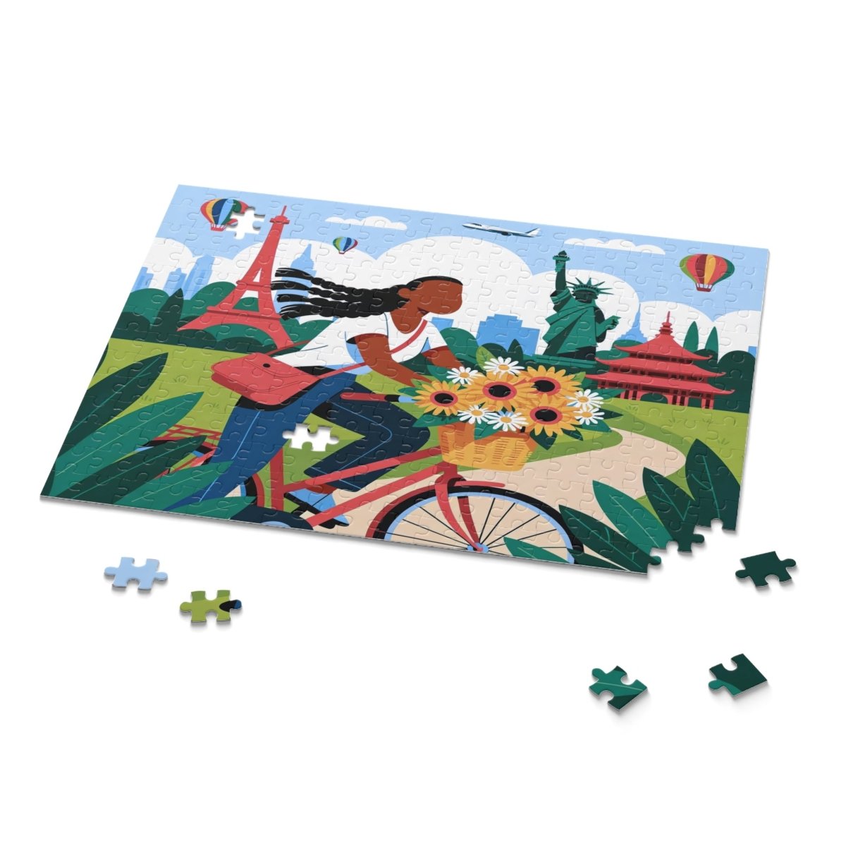 World Bicycle Ride Puzzle - Afrocentric Art by The Trini Gee