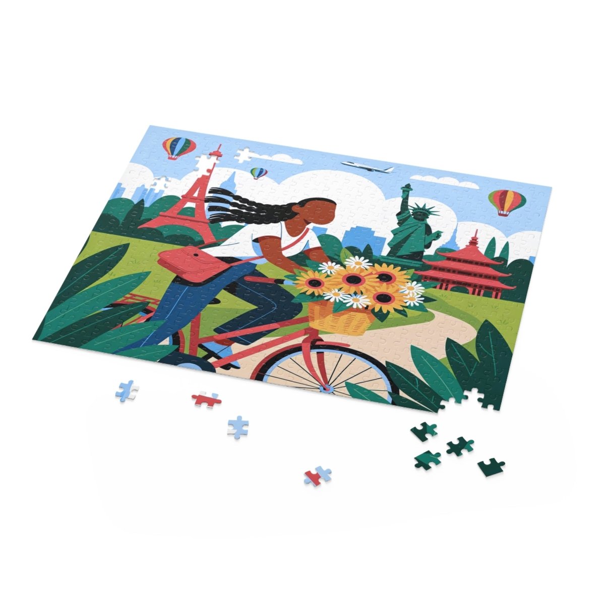 World Bicycle Ride Puzzle - Afrocentric Art by The Trini Gee