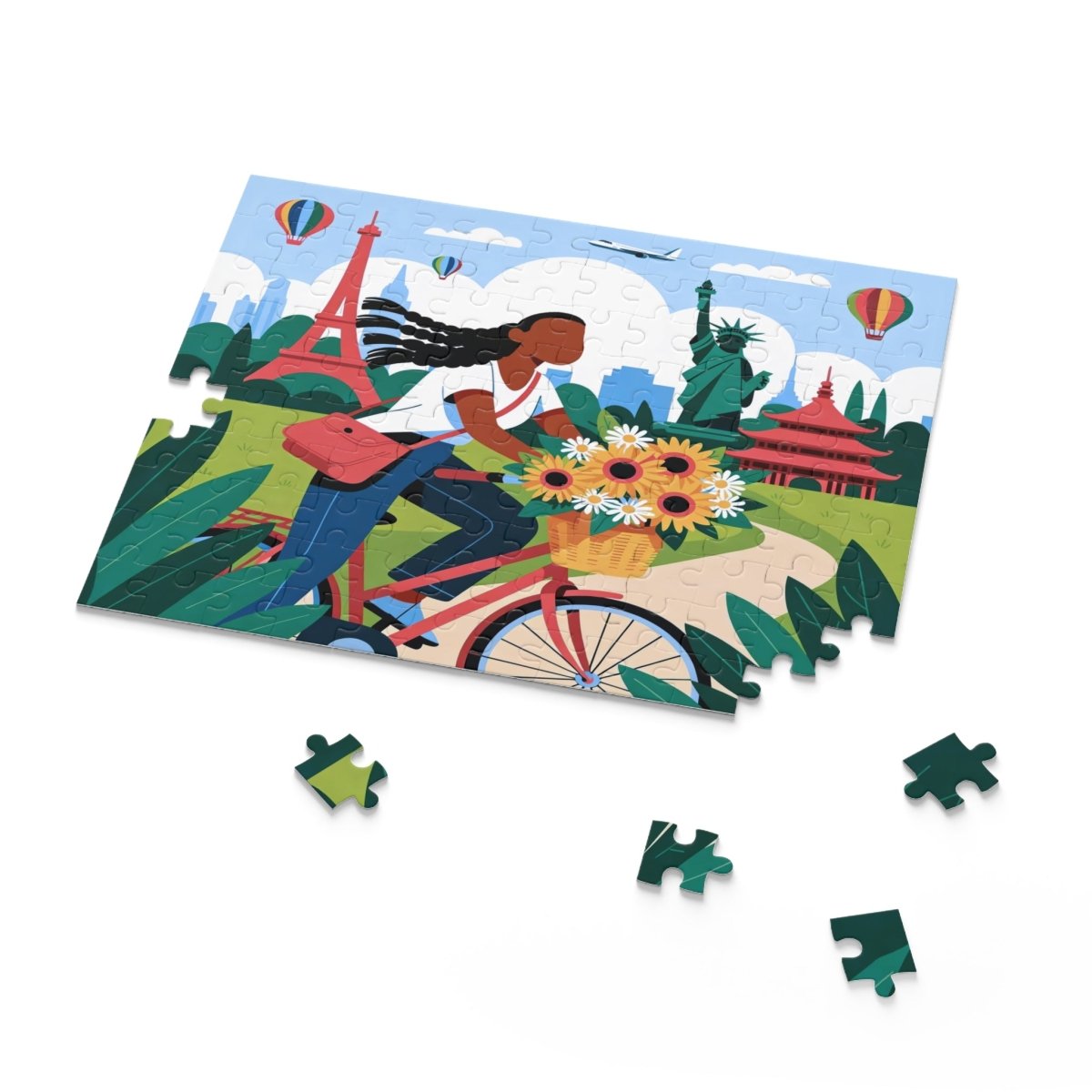 World Bicycle Ride Puzzle - Afrocentric Art by The Trini Gee