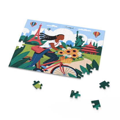 World Bicycle Ride Puzzle - Afrocentric Art by The Trini Gee