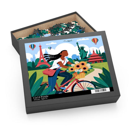 World Bicycle Ride Puzzle - Afrocentric Art by The Trini Gee