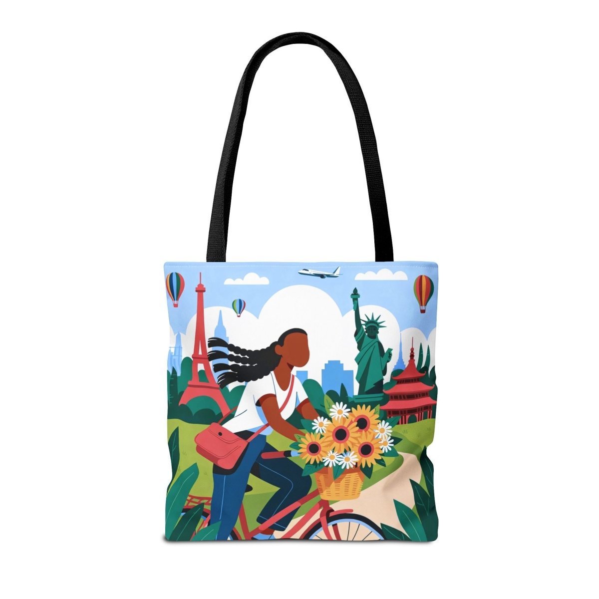 World Bike Ride Tote Bag - Afrocentric Art by The Trini Gee