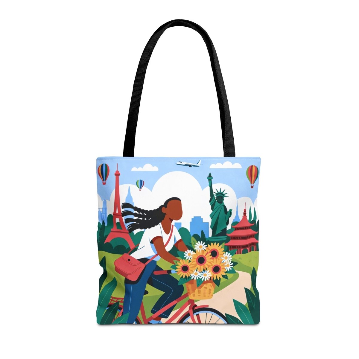 World Bike Ride Tote Bag - Afrocentric Art by The Trini Gee
