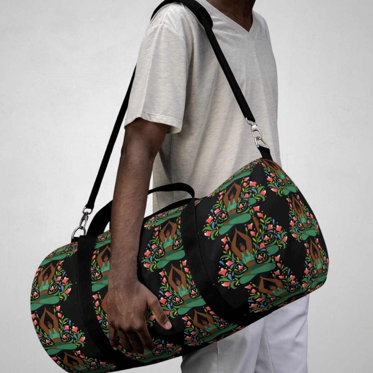 Yoga Floral Duffel Bag - Afrocentric Art by The Trini Gee