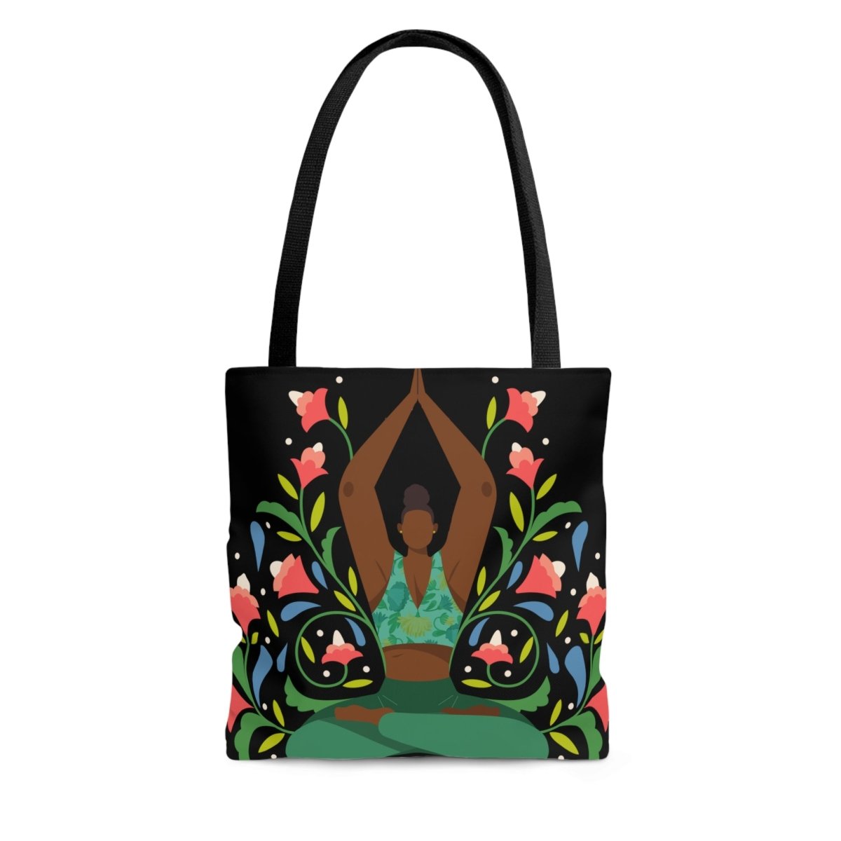 Yoga Floral Tote Bag - Afrocentric Art by The Trini Gee