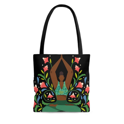 Yoga Floral Tote Bag - Afrocentric Art by The Trini Gee