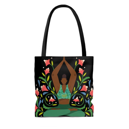 Yoga Floral Tote Bag - Afrocentric Art by The Trini Gee