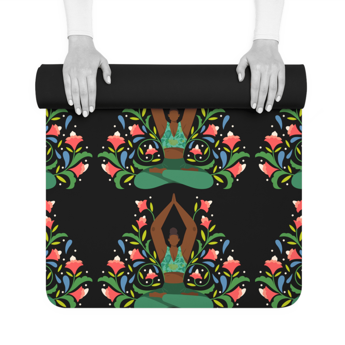 Yoga Floral Yoga Mat - Afrocentric Art by The Trini Gee