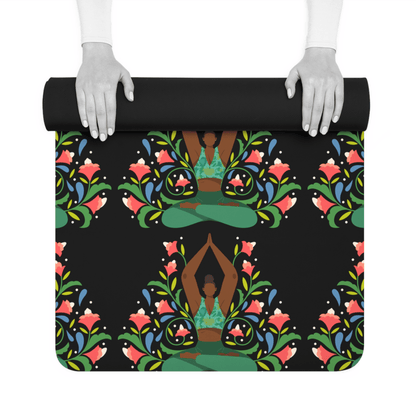 Yoga Floral Yoga Mat - Afrocentric Art by The Trini Gee