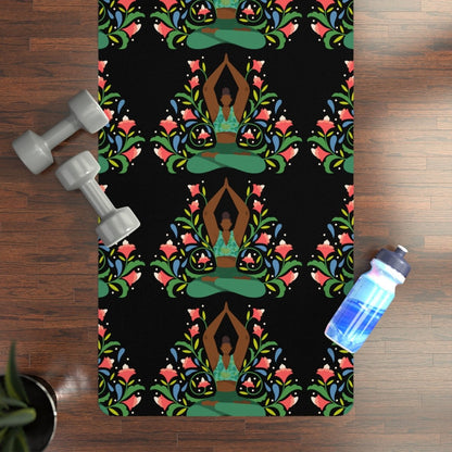 Yoga Floral Yoga Mat - Afrocentric Art by The Trini Gee