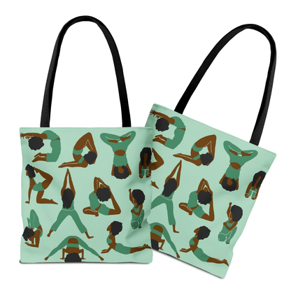 Yoga Poses Tote Bag - Afrocentric Art by The Trini Gee