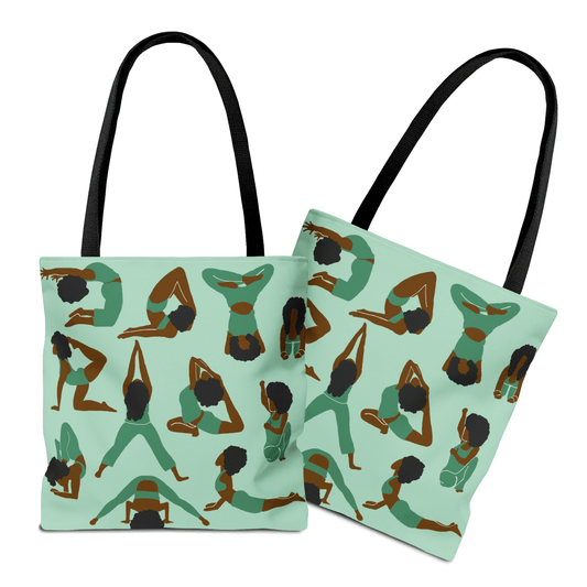 Yoga Poses Tote Bag - Afrocentric Art by The Trini Gee