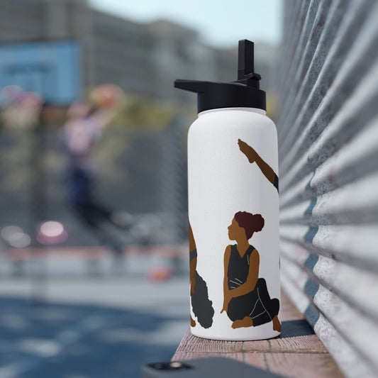 Yoga Women 32oz Water Bottle - Afrocentric Art by The Trini Gee