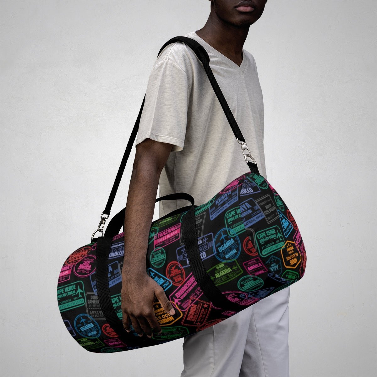 African Passport Stamps Duffel Bag - The Trini Gee
