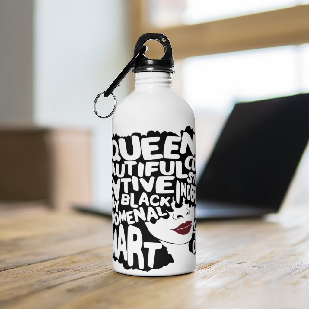 Afro Queen Words Water Bottle - The Trini Gee