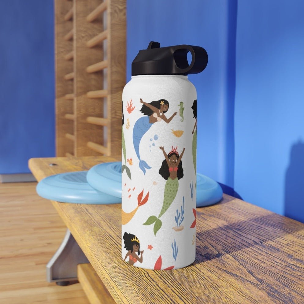 Black Mermaids 32oz Water Bottle - The Trini Gee