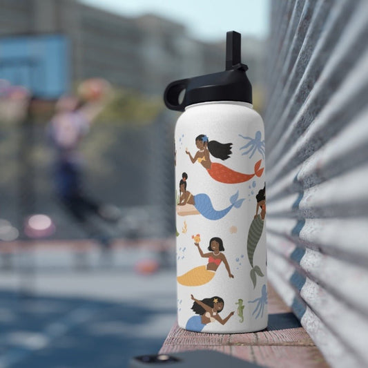 Black Mermaids 32oz Water Bottle - The Trini Gee