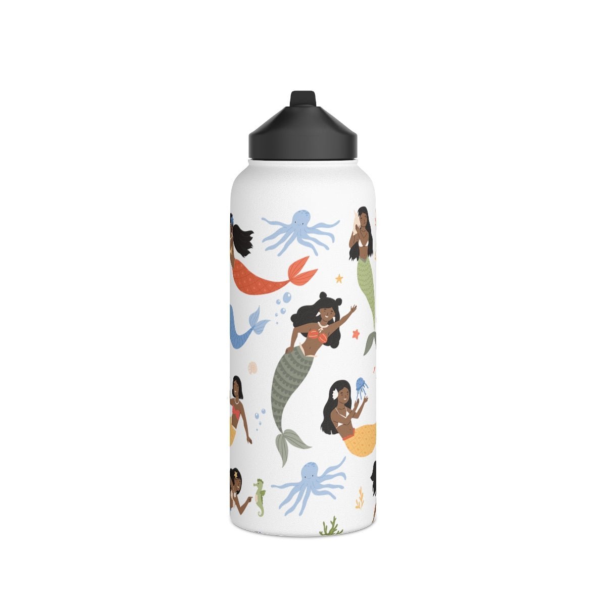 Black Mermaids 32oz Water Bottle - The Trini Gee