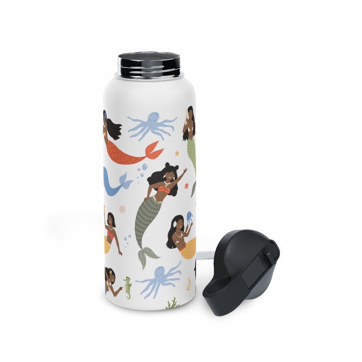 Black Mermaids 32oz Water Bottle - The Trini Gee