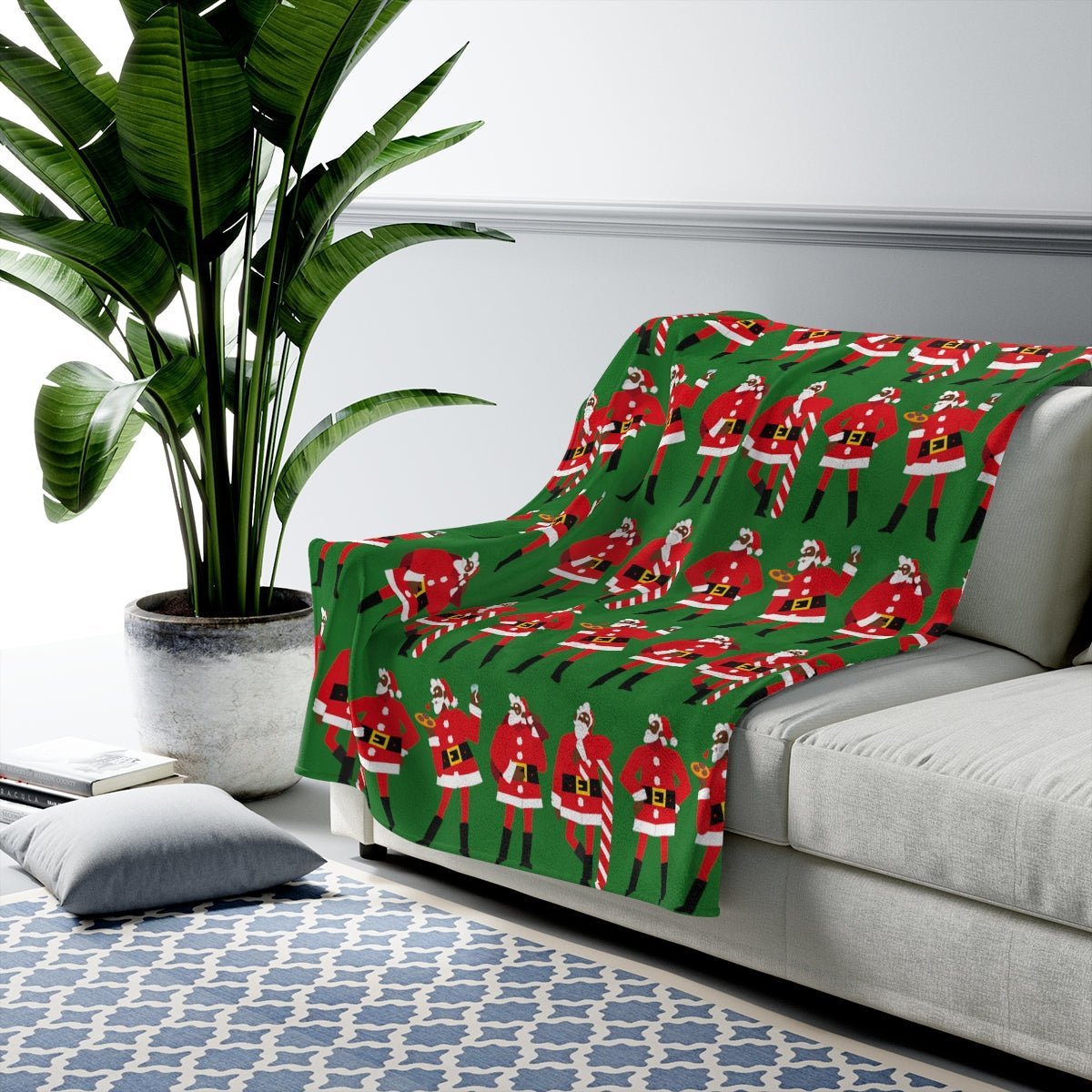 Black Santa Throw Blanket - The Trini Gee