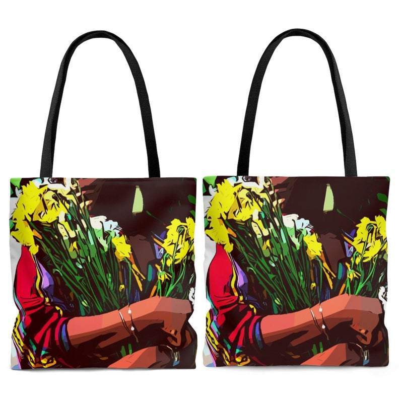 Black Woman Flowers Tote Bag - The Trini Gee