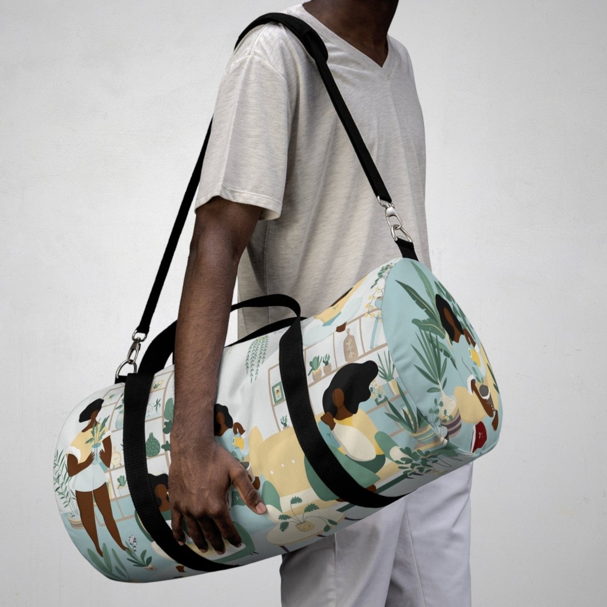 Black Women Plant Duffel Bag - Afrocentric Art by The Trini Gee
