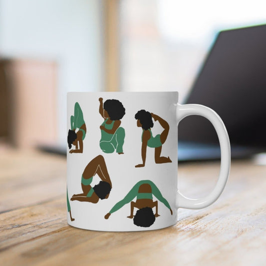 Black Women Yoga Mug - Afrocentric Art by The Trini Gee