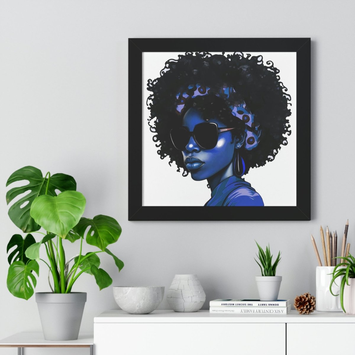 Blue Black Woman Framed Art