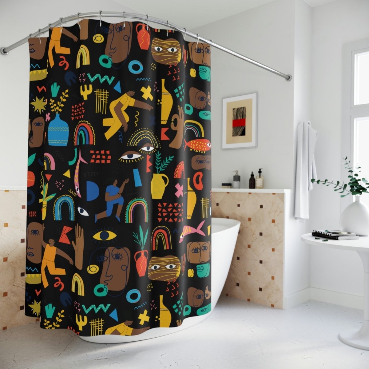 Brown Abstract Shower Curtain