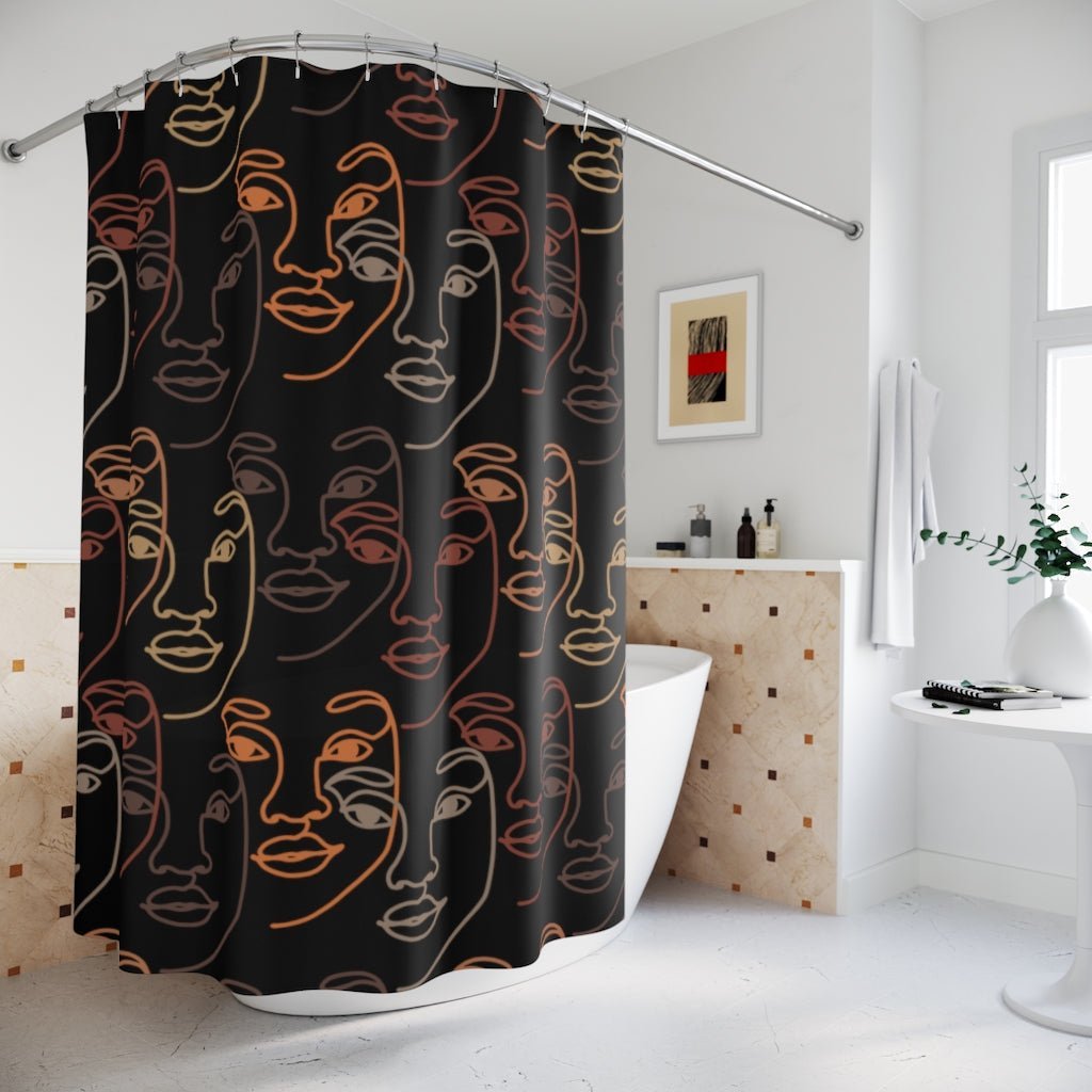 Brown Faces Shower Curtain