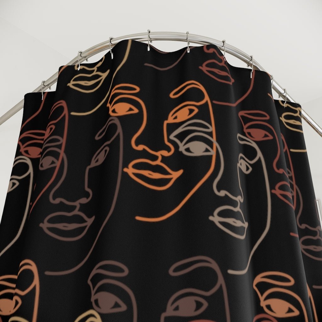 Brown Faces Shower Curtain