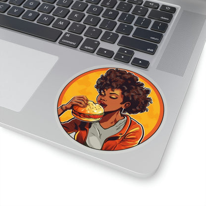 Burger Girl Sticker - Afrocentric Art by The Trini Gee